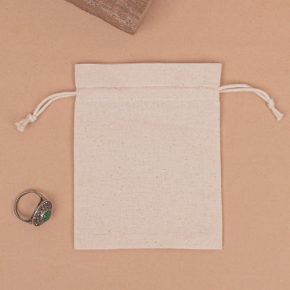 Pack of 20 pcs - Natural Cotton Pouches, Personalized Drawstring Jewelry Bag with Logo, Organic Small Fabric Bags