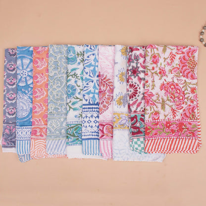 Set of 25 - Hand Block Printed Bandana In Cotton, Bohemian Paisley Wrap For Neck Or Hair, Lightweight Accessory For Summer, Unisex Gift Idea, Cotton Bandanas