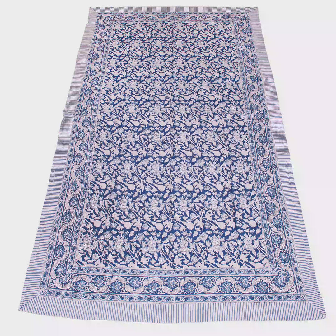 Hand Block Cotton Tablecloth 60x90 | Boho Table Cover