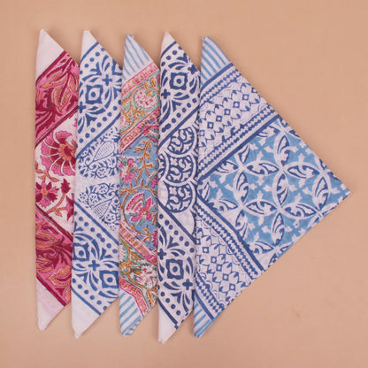 Set of 5 - Boho Cotton Bandana | Printed Head Scarf for Women and Men