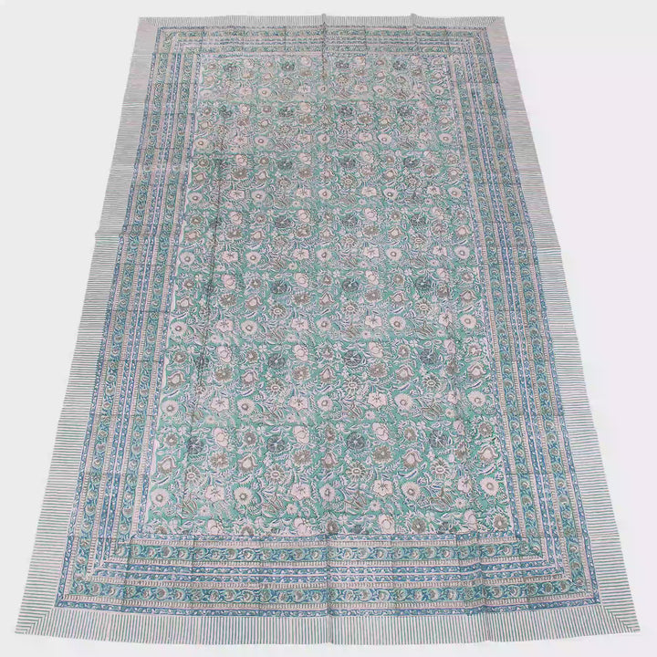 Hand Block Cotton Tablecloth 60x90 | Boho Table Cover
