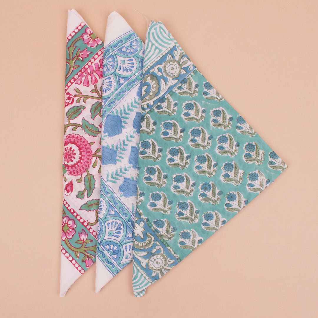 Set of 3 – Soft Cotton Bandanas | Printed Head Scarf &amp; Hair Wrap