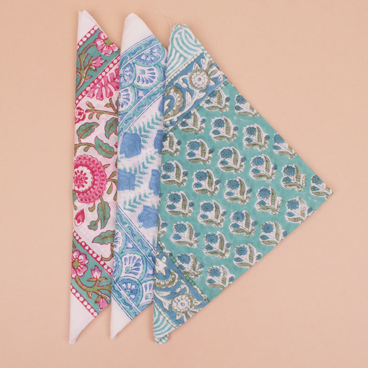 Set of 3 – Soft Cotton Bandanas | Printed Head Scarf &amp; Hair Wrap