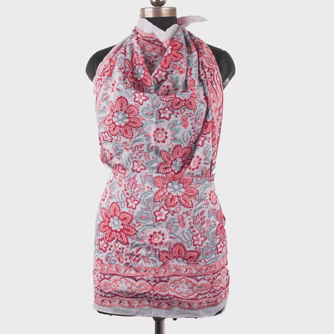 Floral Cotton Sarong | Beach Cover-Up &amp; Wrap Skirt