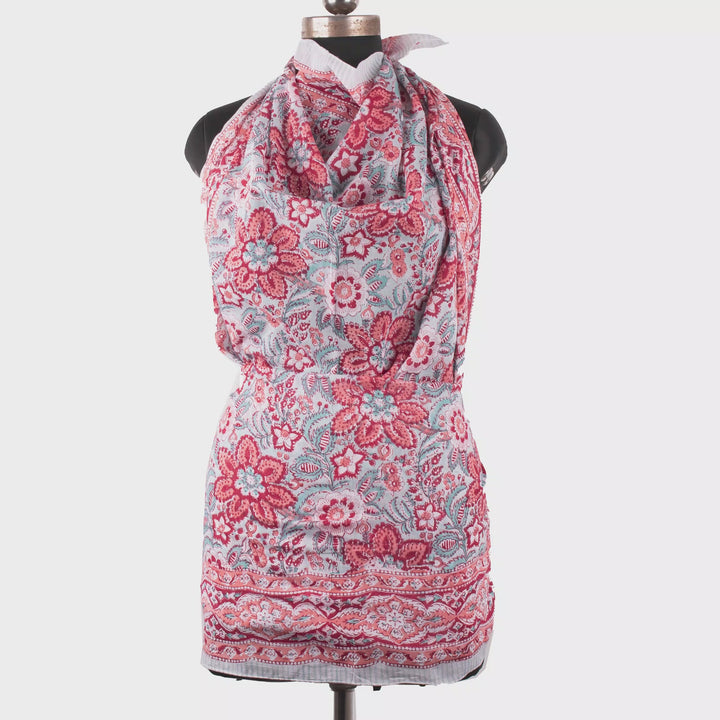 Floral Cotton Sarong | Beach Cover-Up &amp; Wrap Skirt