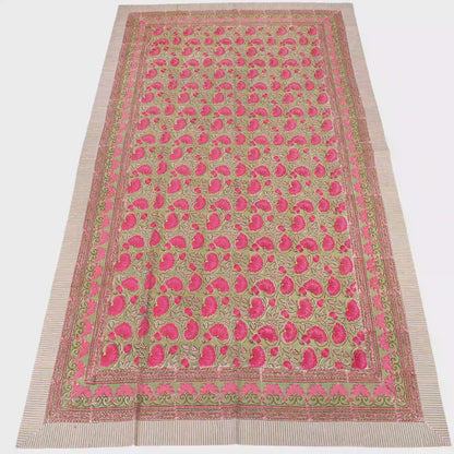 Luxury Cotton Tablecloth with Traditional Hand Block Print Pattern - 60x90