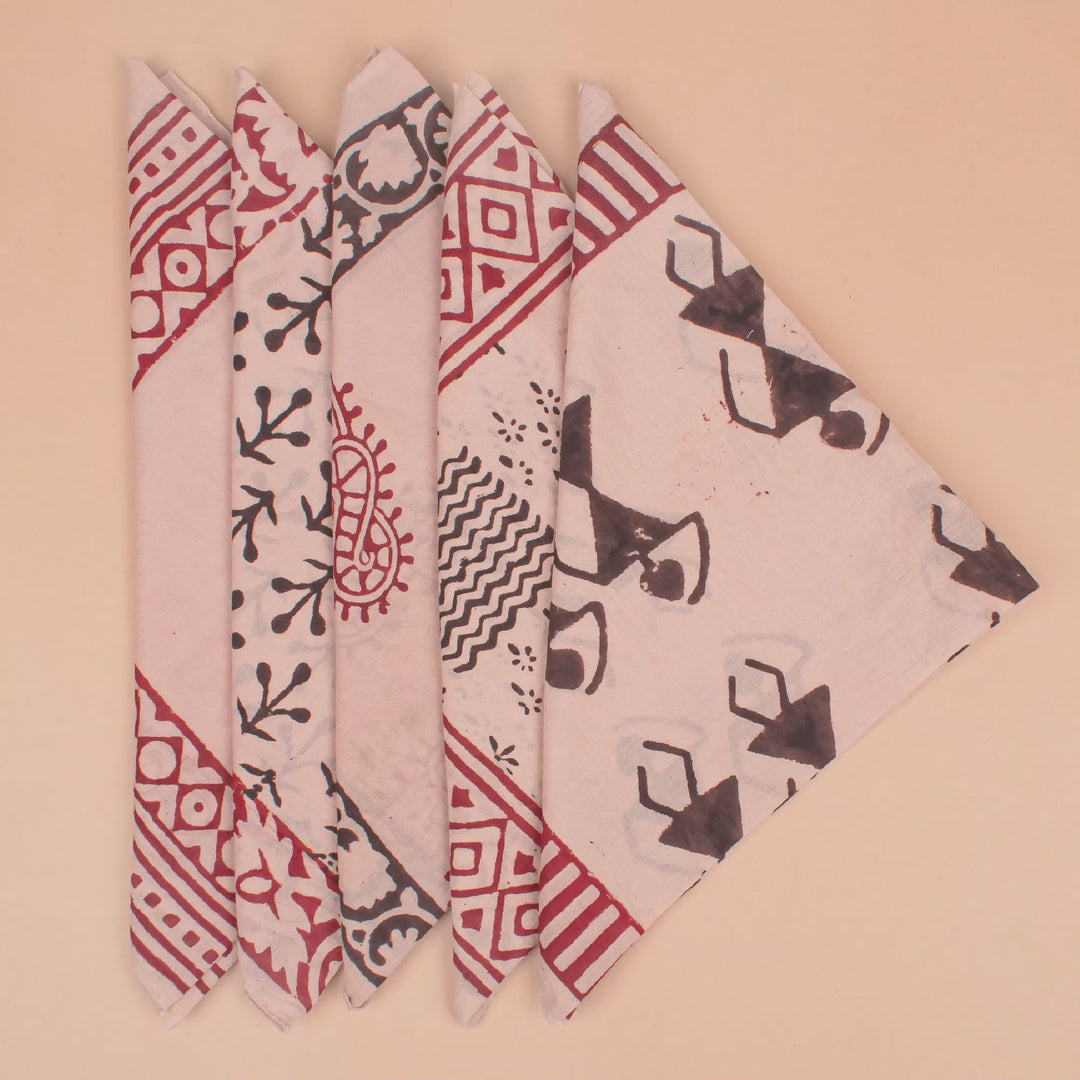 Set of 5 – Hand Block Dog Bandanas | Cotton Pet Neck Scarf