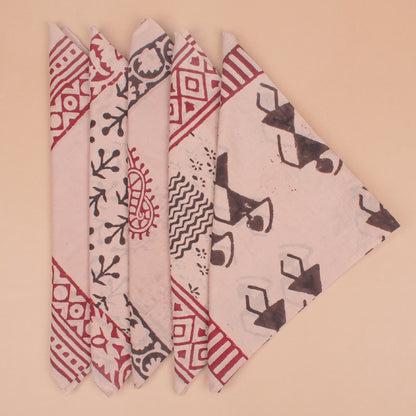 Set of 5 - Cotton Bandana, Hand Block Printed Paisley Scarf, Hair Or Neck Wrap, Boho Sustainable Accessory, Eco-Friendly Fashion Gift