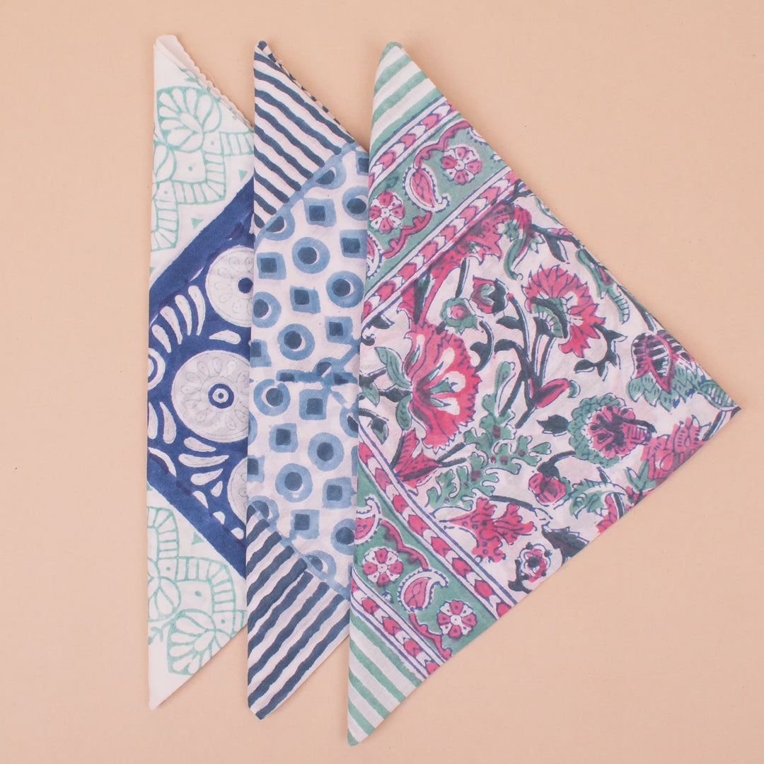 Set of 3 – Soft Cotton Bandanas | Boho Head Scarf &amp; Hair Wrap