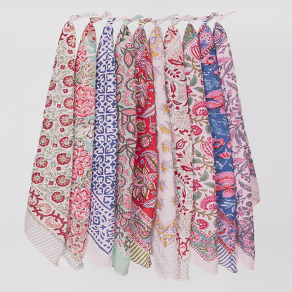 Set of 10 - Fashion Cotton Bandana | Stylish Printed Scarf for Hair and Neck