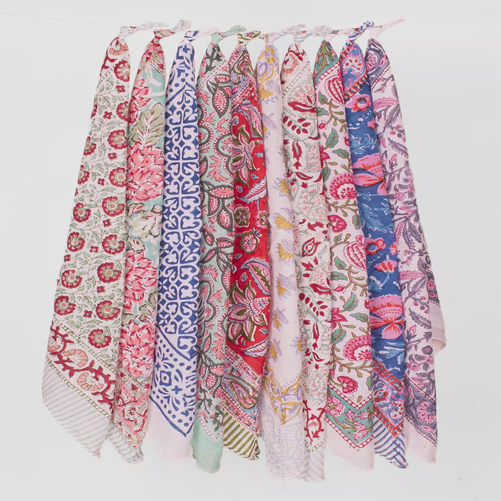 Set of 10 – Cotton Bandanas | Boho Head Scarf &amp; Hair Wrap