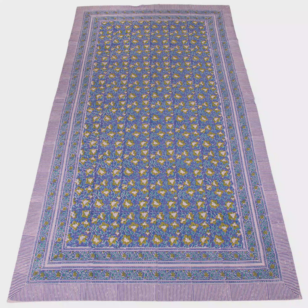 Hand Block Cotton Tablecloth 60x90 | Boho Table Cover