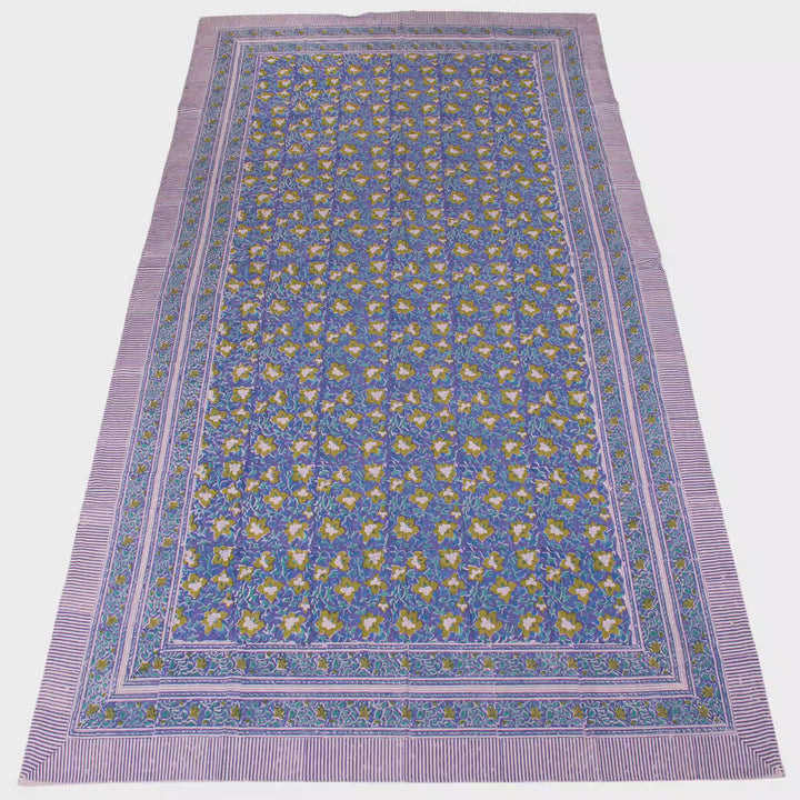 Hand Block Cotton Tablecloth 60x90 | Boho Table Cover