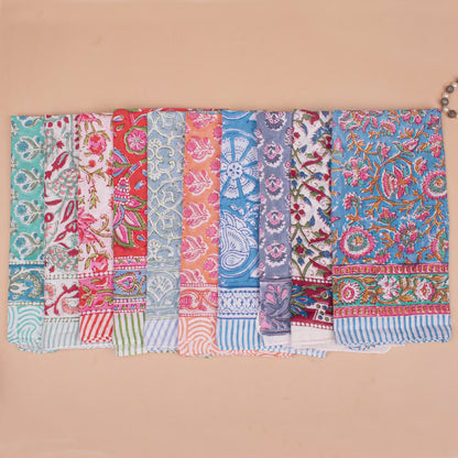 Set of 45 - Eco-Friendly Block Printed Bandana Scarf, Handmade Cotton Wrap With Paisley Design, Boho Summer Accessory For Women And Men