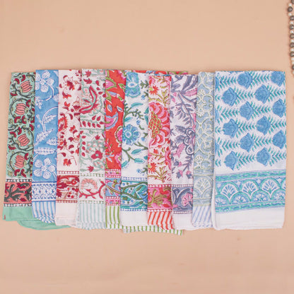 Set of 25 - Colorful Cotton Bandana With Bohemian Print, Hand Block Printed Wrap For Summer, Lightweight Unisex Scarf, Eco-Friendly Gift Idea