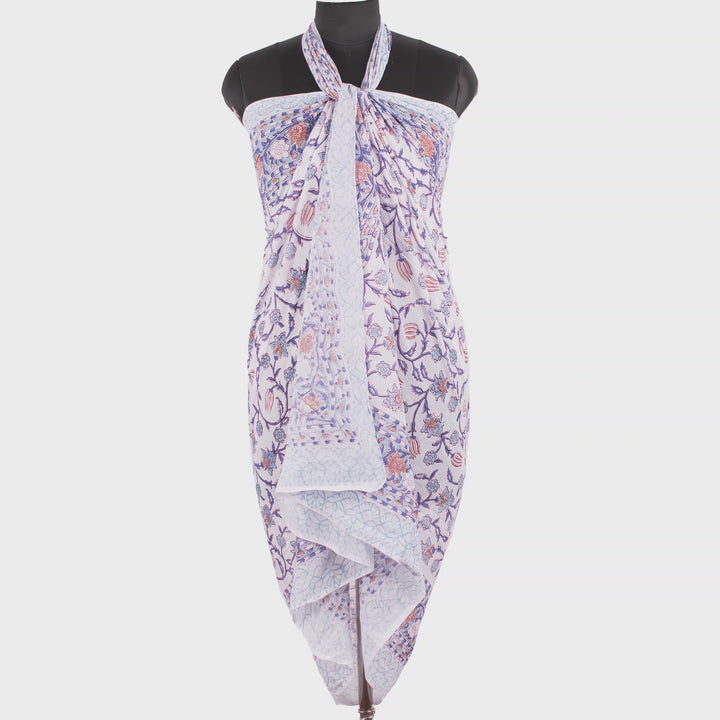 Floral Cotton Sarong | Beach Cover-Up &amp; Wrap Skirt
