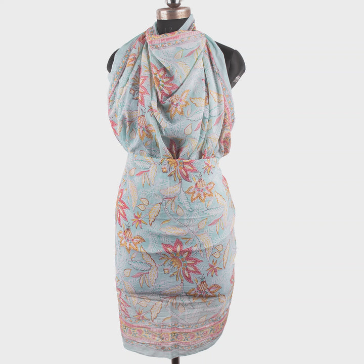 Floral Cotton Sarong | Beach Cover-Up &amp; Wrap Skirt