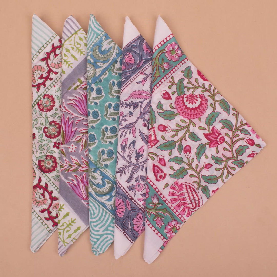 Set of 5 – Soft Cotton Bandanas | Hair Scarf &amp; Neck Wrap