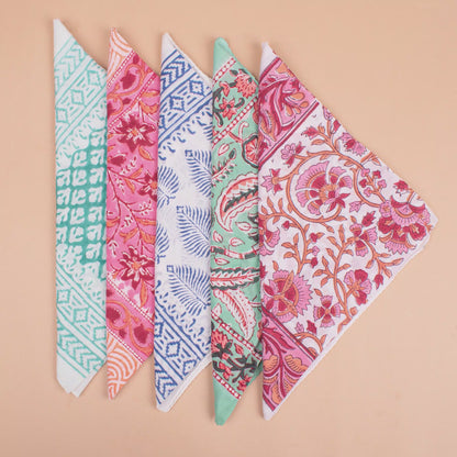Set of 5 - Paisley Print Cotton Bandana, Handcrafted Organic Fabric Scarf, Boho Summer Accessory For Hair Or Neck, Unisex Gift Idea, Headband Bandana For Men
