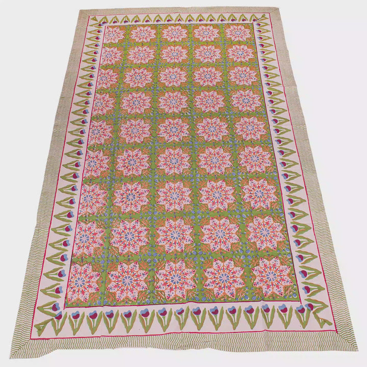 Vintage Cotton Tablecloth 60x90 | Boho Table Cover