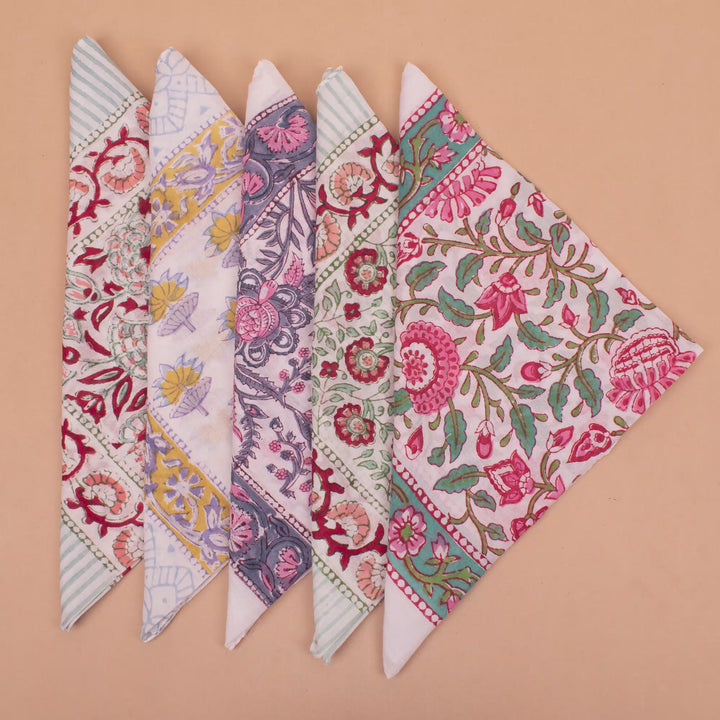 Set of 5 – Vintage Cotton Bandanas | Neck Scarf &amp; Head Wrap