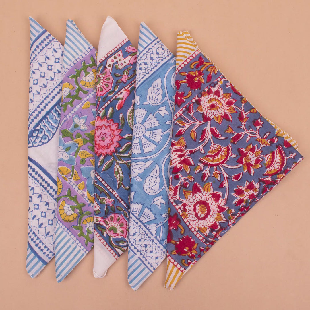 Set of 5 – Handmade Cotton Bandanas | Head Scarf &amp; Hair Wrap