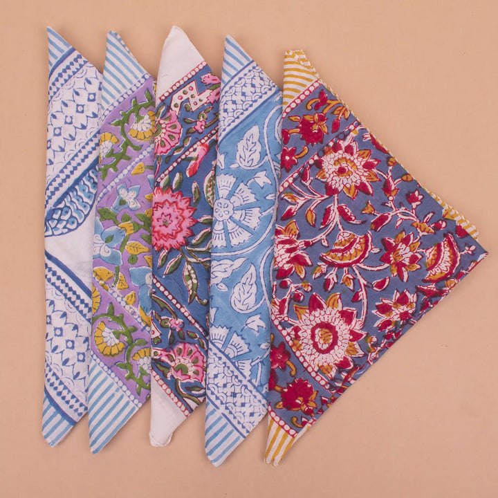 Set of 5 – Handmade Cotton Bandanas | Head Scarf &amp; Hair Wrap