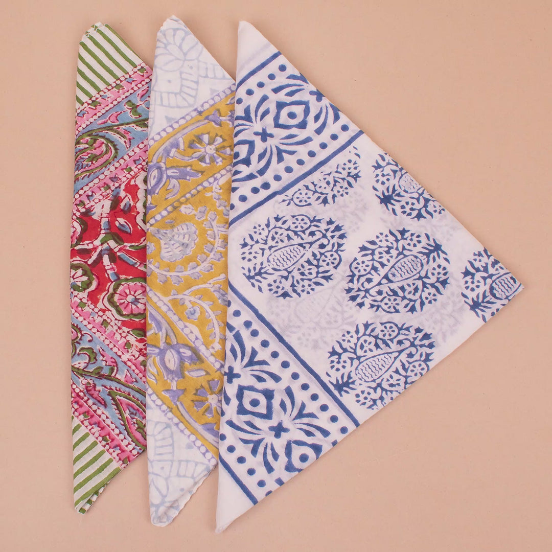Set of 3 – Cotton Bandanas | Neck Scarf &amp; Head Wrap
