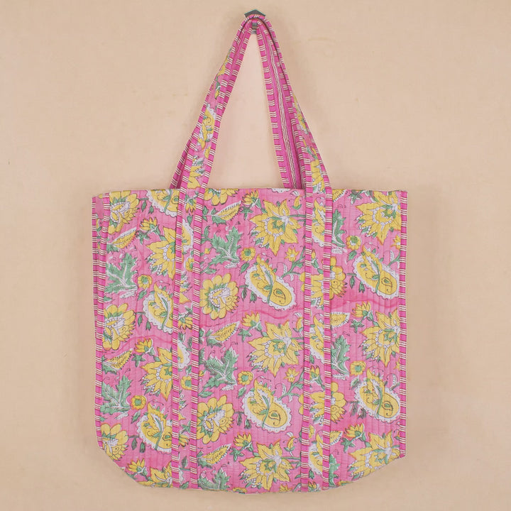 Quilted Cotton Tote Bag | Everyday Shoulder Bag