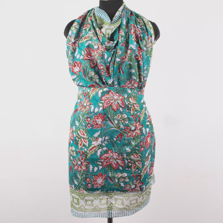 Floral Cotton Sarong | Beach Cover-Up &amp; Wrap Skirt
