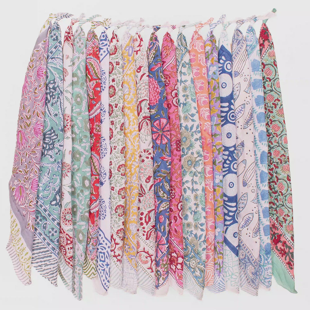 Set of 18 – Cotton Bandanas | Head Scarf &amp; Hair Wrap