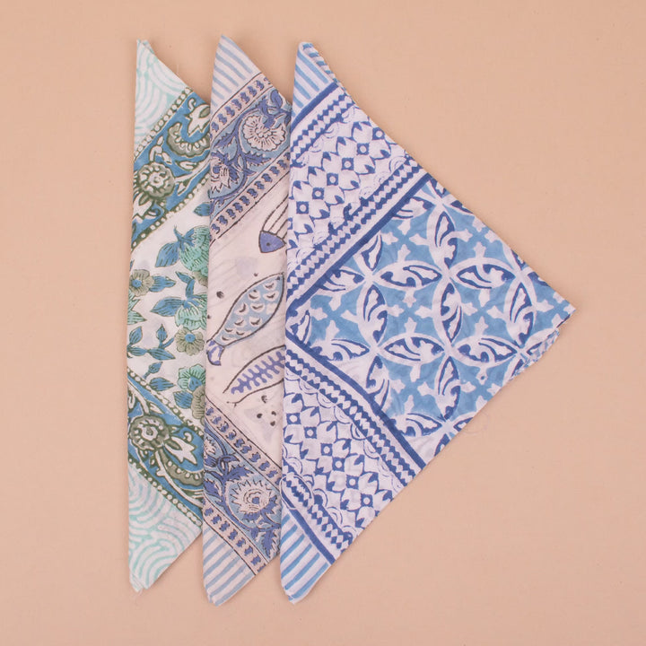 Set of 3 – Handmade Cotton Bandanas | Hair Scarf &amp; Neck Wrap