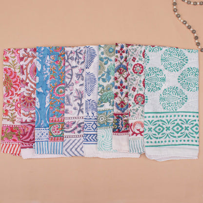 Set of 30 - Handmade Bohemian Bandana, Block Printed Cotton With Paisley Design, Lightweight Wrap For Summer Hair Or Neck, Gift For Men Or Women