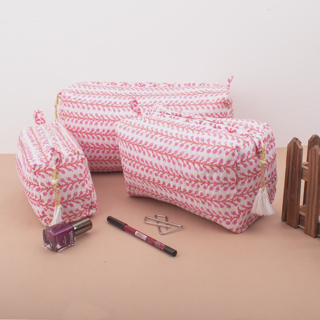 Floral Makeup Bag | Cotton Cosmetic Pouch &amp; Organizer