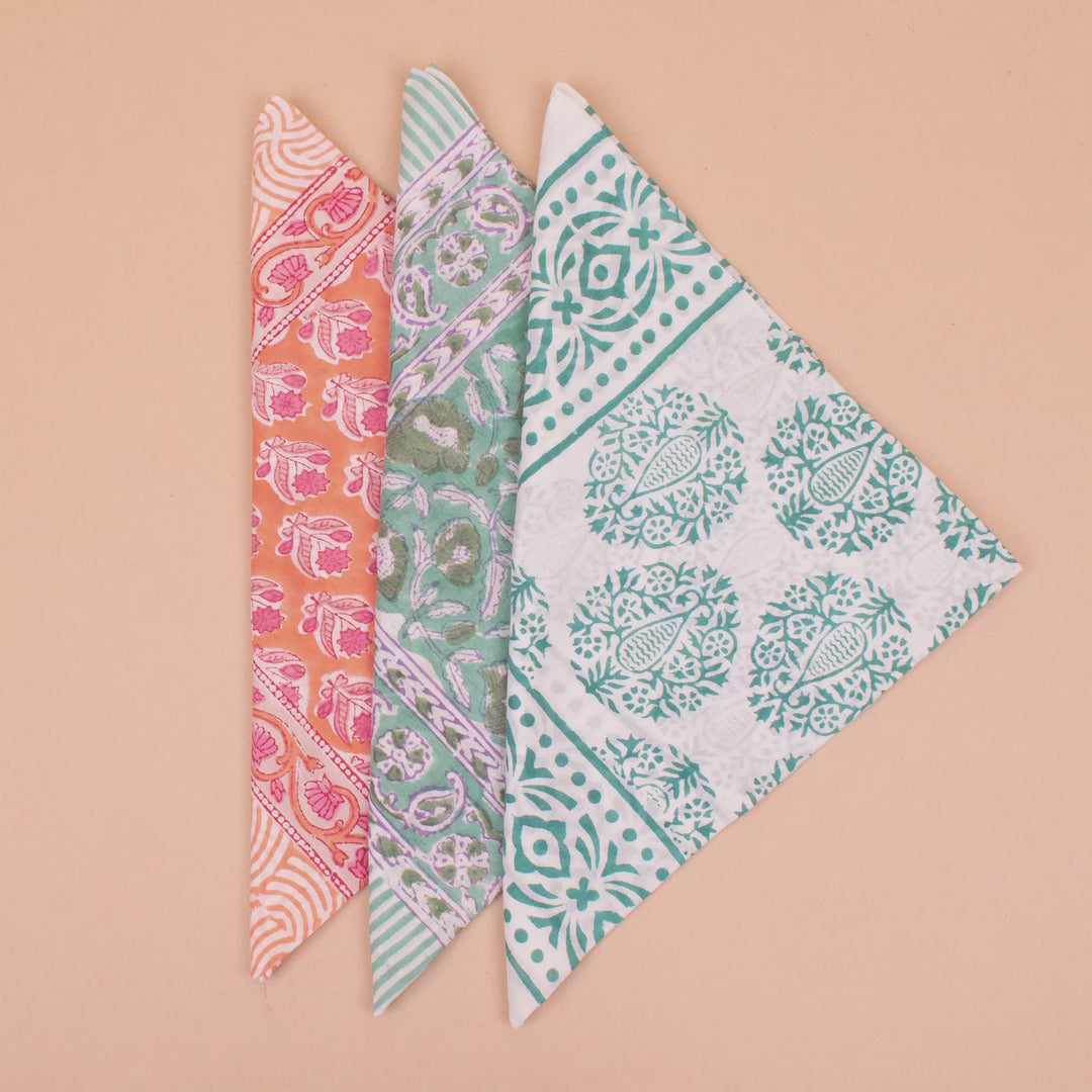 Set of 3 – Soft Cotton Bandanas | Printed Head Scarf &amp; Hair Wrap