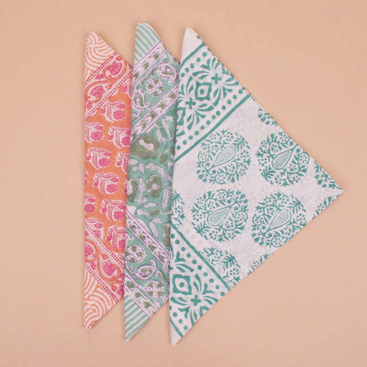 Set of 3 – Soft Cotton Bandanas | Printed Head Scarf &amp; Hair Wrap