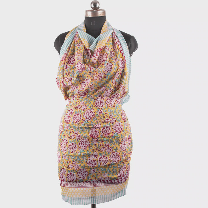 Floral Cotton Sarong | Beach Cover-Up &amp; Wrap Skirt
