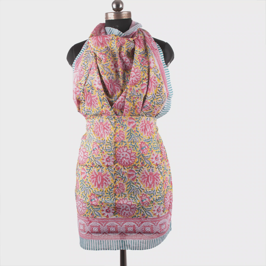 Hand Block Cotton Sarong | Beach Cover-Up &amp; Wrap Skirt