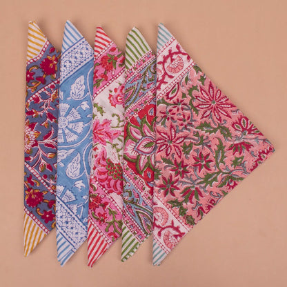 Set of 5 - Designer Cotton Bandana | Premium Printed Hair Scarf & Head Wrap